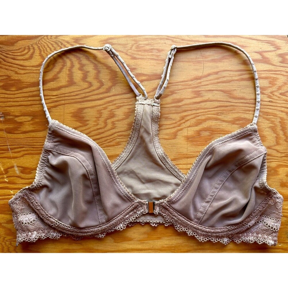 FREE PEOPLE Intimately Rose Beige Underwire 34B Back Hook Underwire Halter Bra